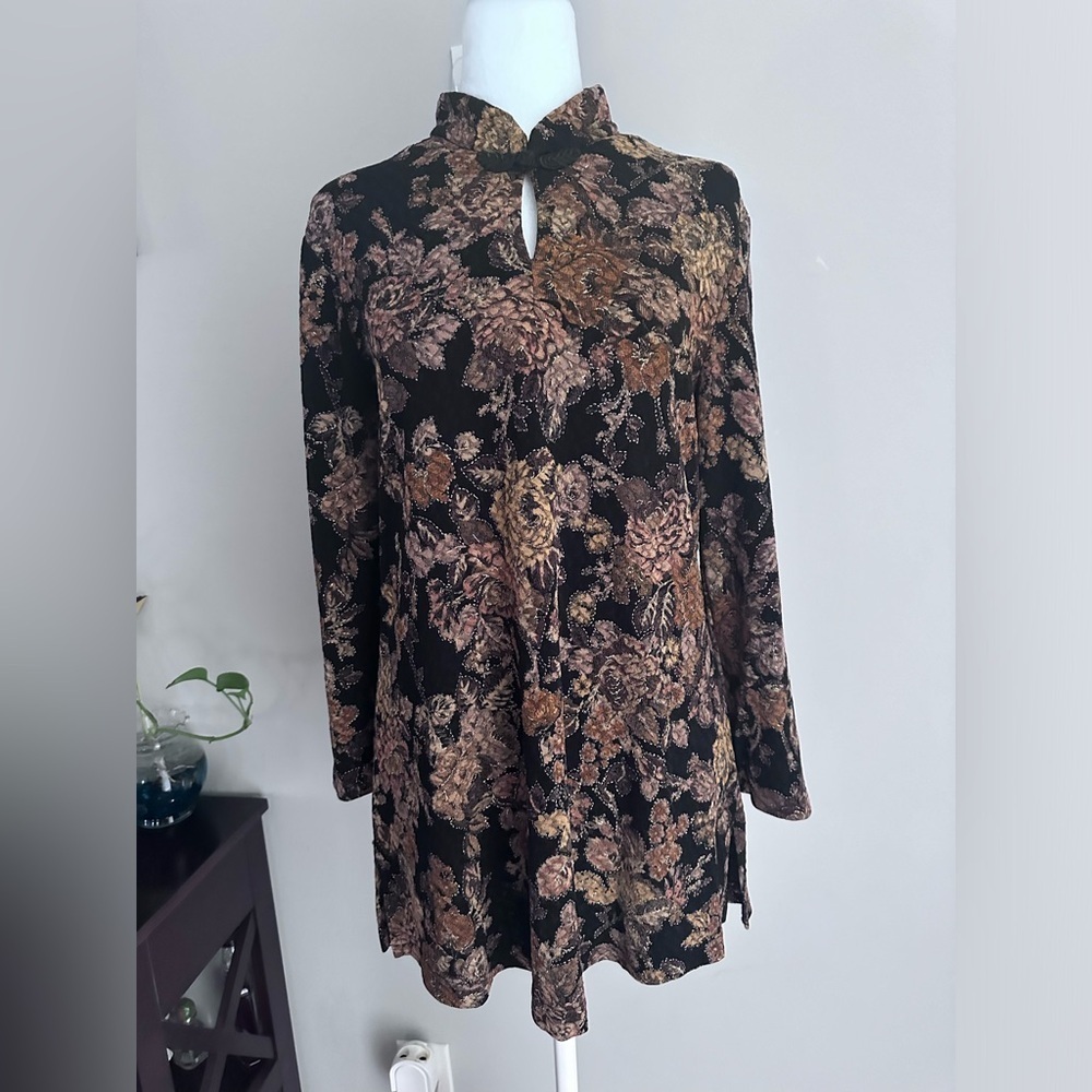 Vintage Studio Connection Blouse Tunic High Neck Stretchy Women Size 14